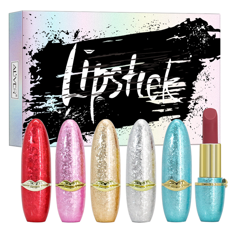 Bullet 5pcs Set Bright Colored Moisturising Matte Red Lipstick 