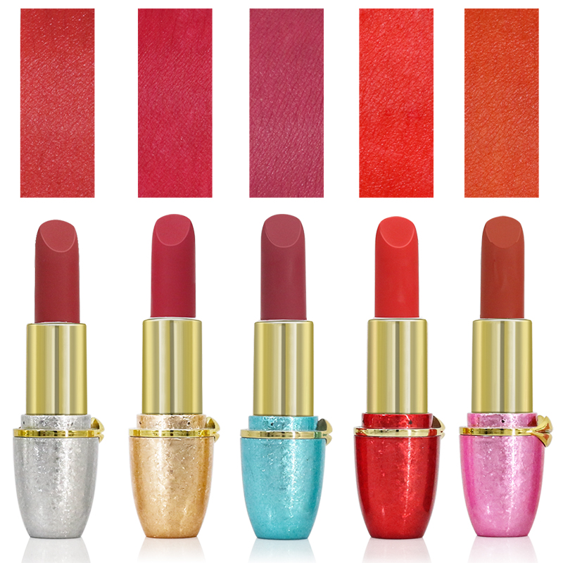 Bullet 5pcs Set Bright Colored Moisturising Matte Red Lipstick