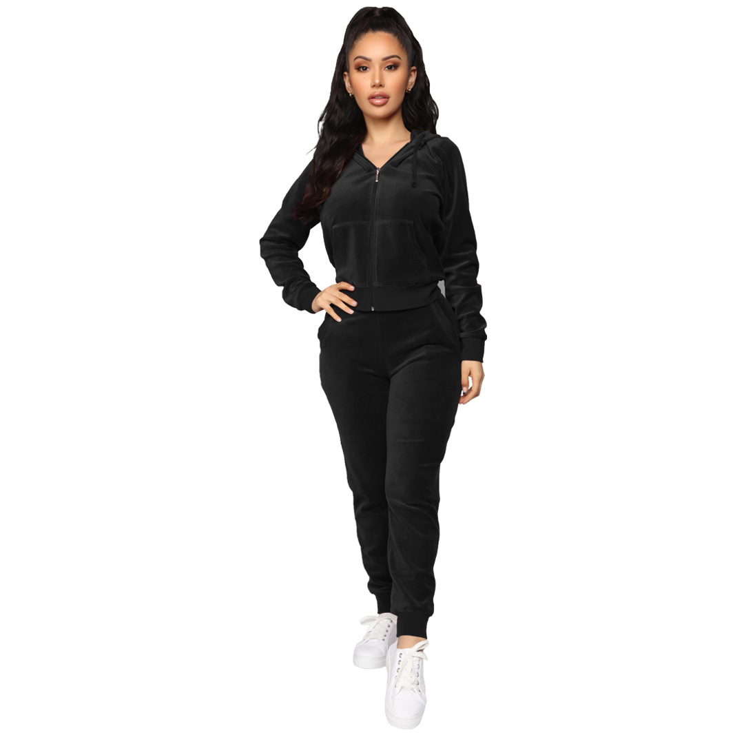 Ladies New Long Sleeves Windproof Black Color Plus Size Velvet Hoodies Fall Winter Apparel 2020 Fall Clothing For Women