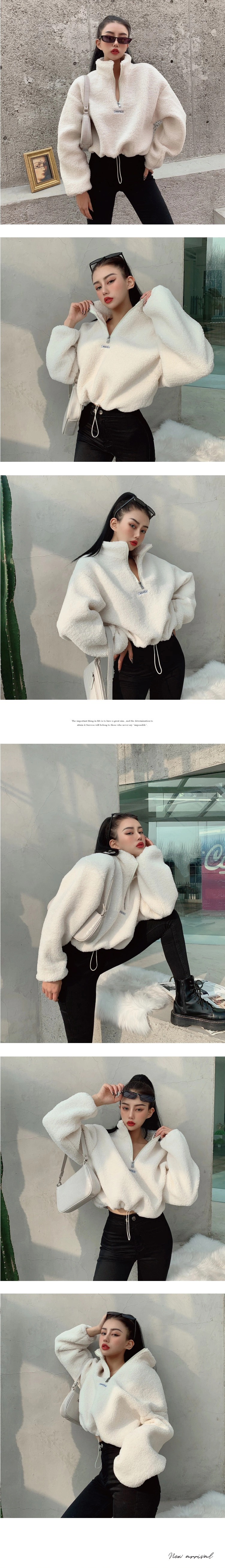 2020 custom autumn winter high quality Teddy hoodie for women puffsleeve pullover oversized thick crop top hoodie