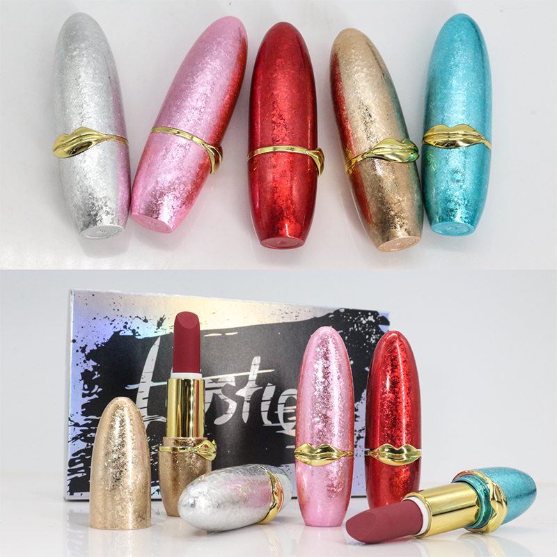 Bullet 5pcs Set Bright Colored Moisturising Matte Red Lipstick