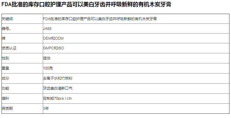 批准的库存口腔护理产品牙