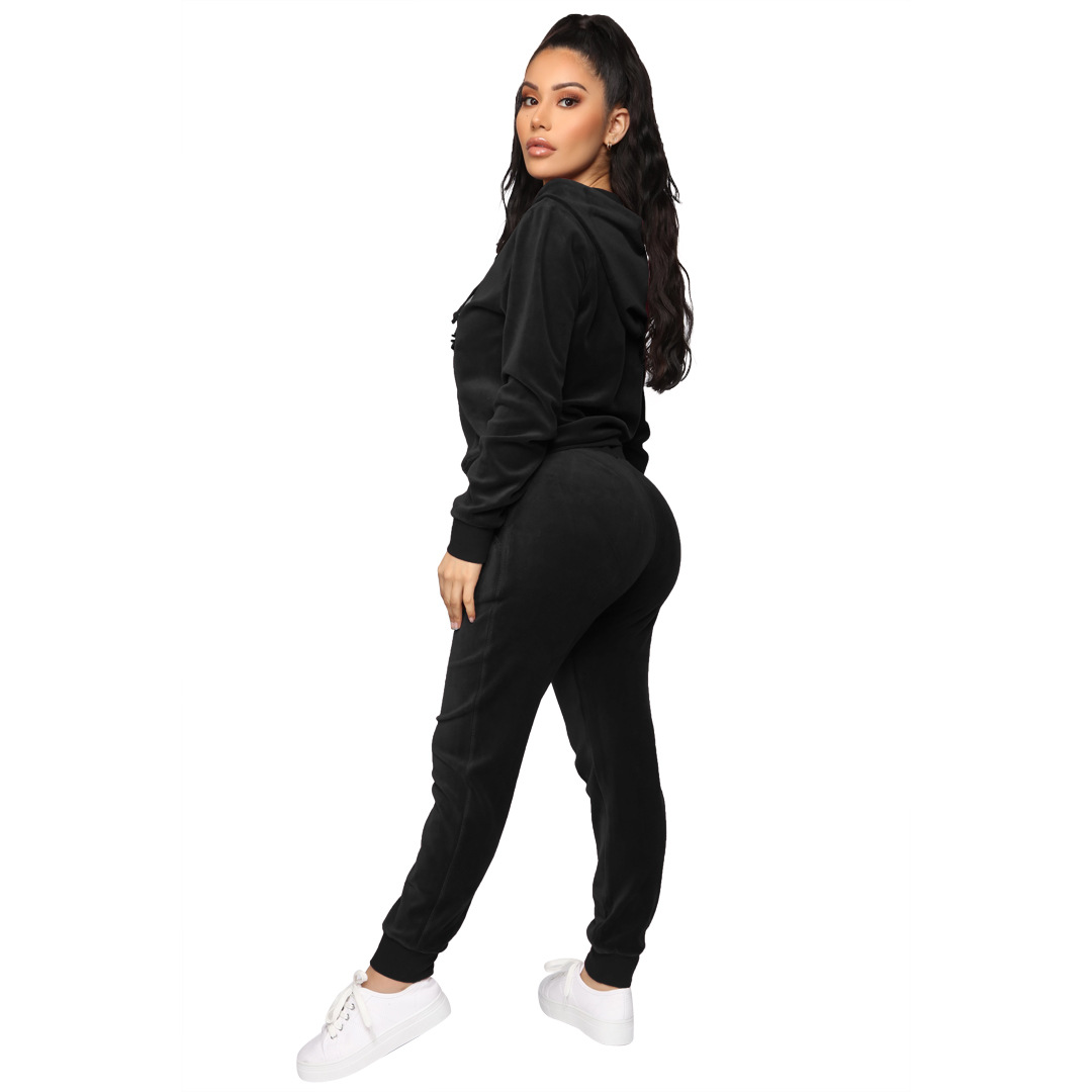Ladies New Long Sleeves Windproof Black Color Plus Size Velvet Hoodies Fall Winter Apparel 2020 Fall Clothing For Women