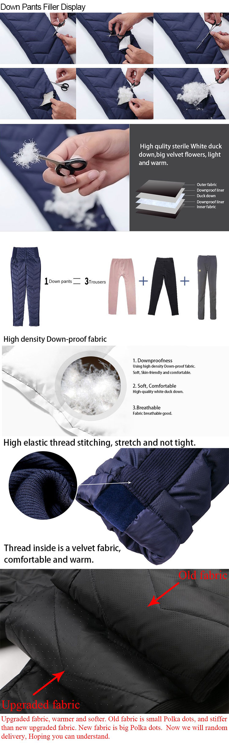 Casual and formal classic winter lady down pants