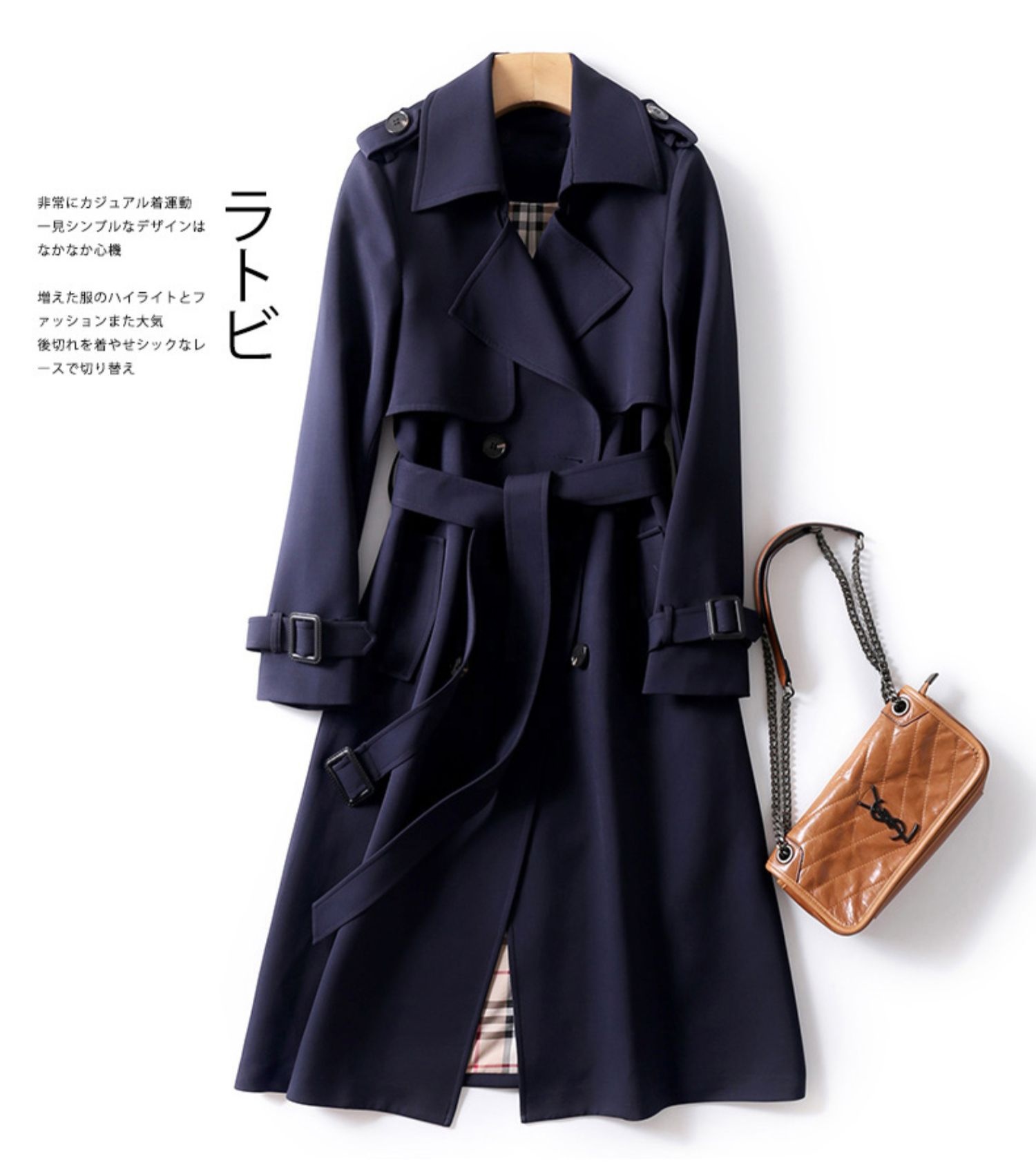 High quality luxury classic casual double-breasted lady windbreaker