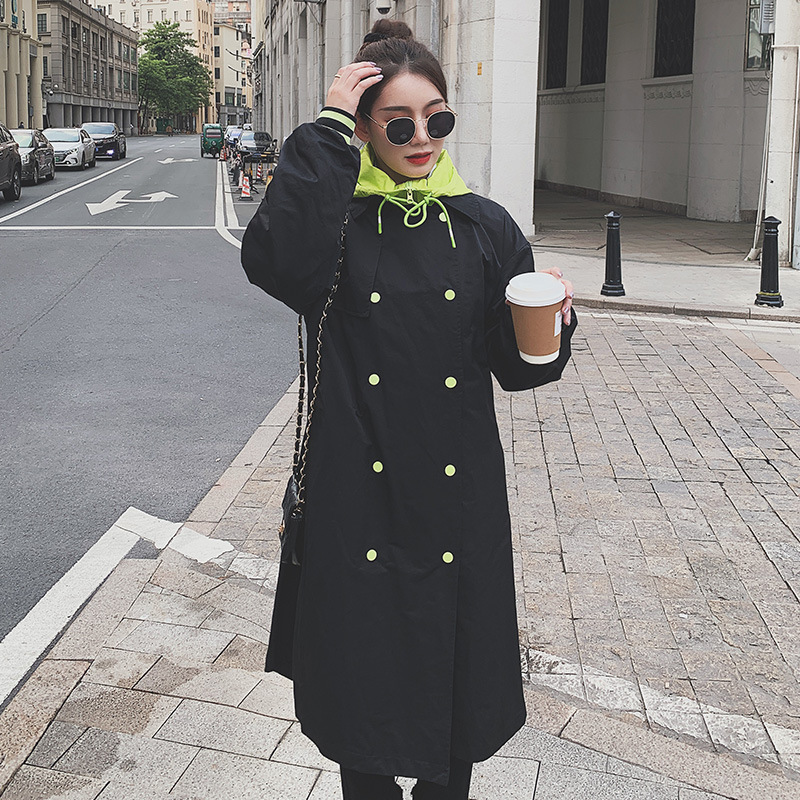 Trench Mid Length Stitching Casual Womens Windbreaker