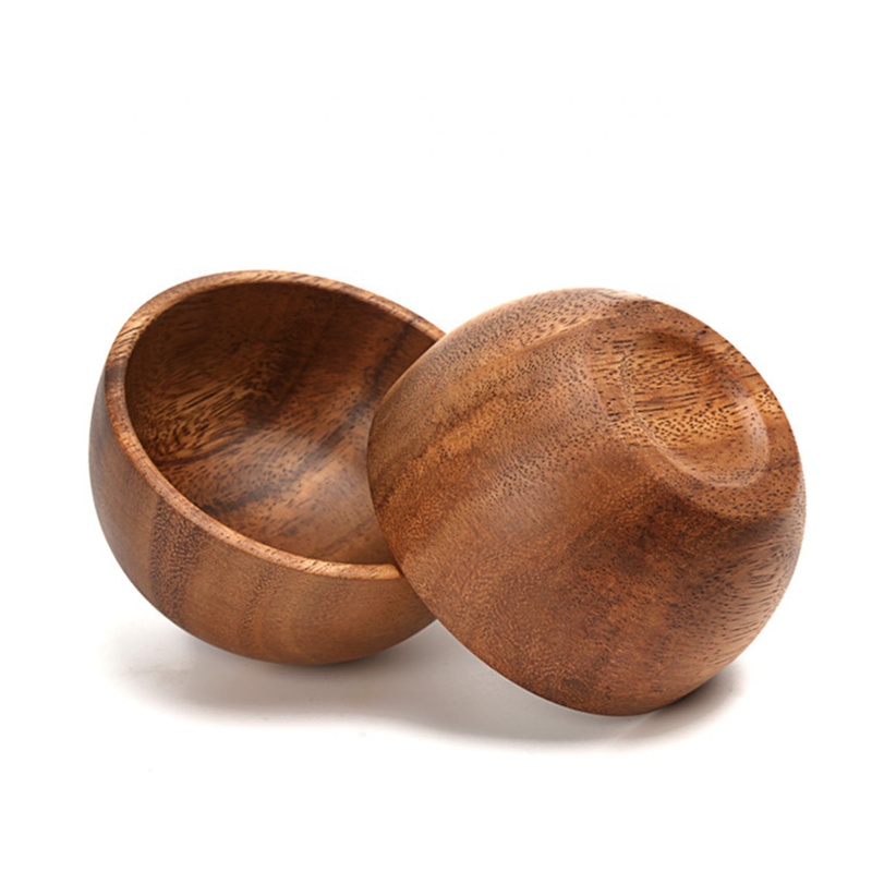 Classical Handmade Natural 8 cm Acacia Wood Anti-scald Soup Rice Bowl