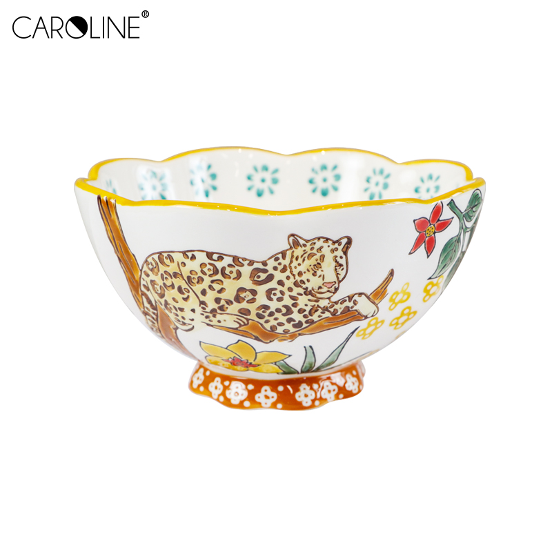 Ceramic Tableware Sets Hand-Painting Jungle Cereal Dinner Bowl