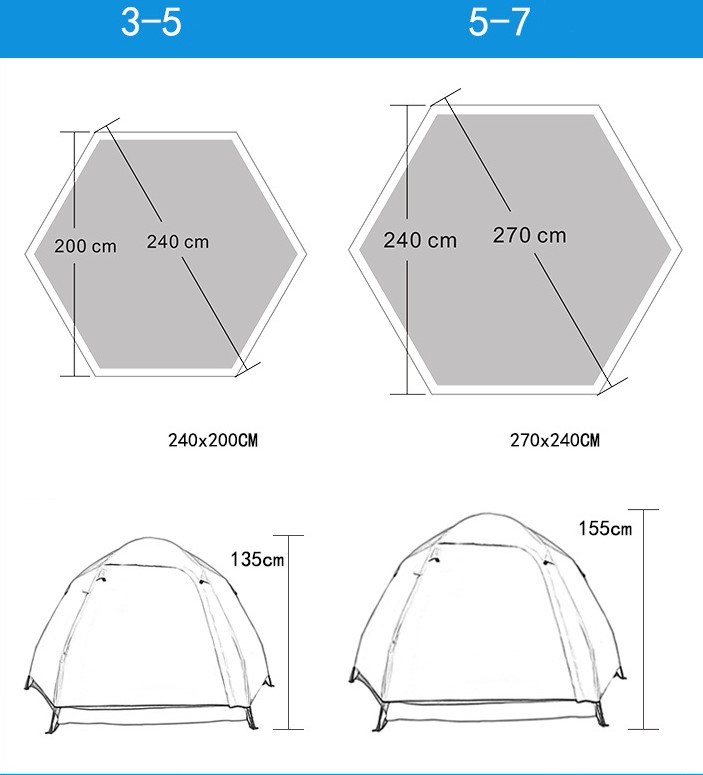 厂家直销价格5-7人拉格折叠野营帐篷