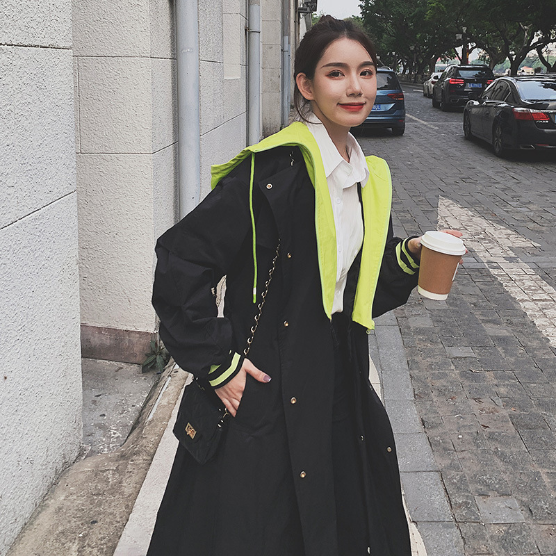 Trench Mid Length Stitching Casual Womens Windbreaker