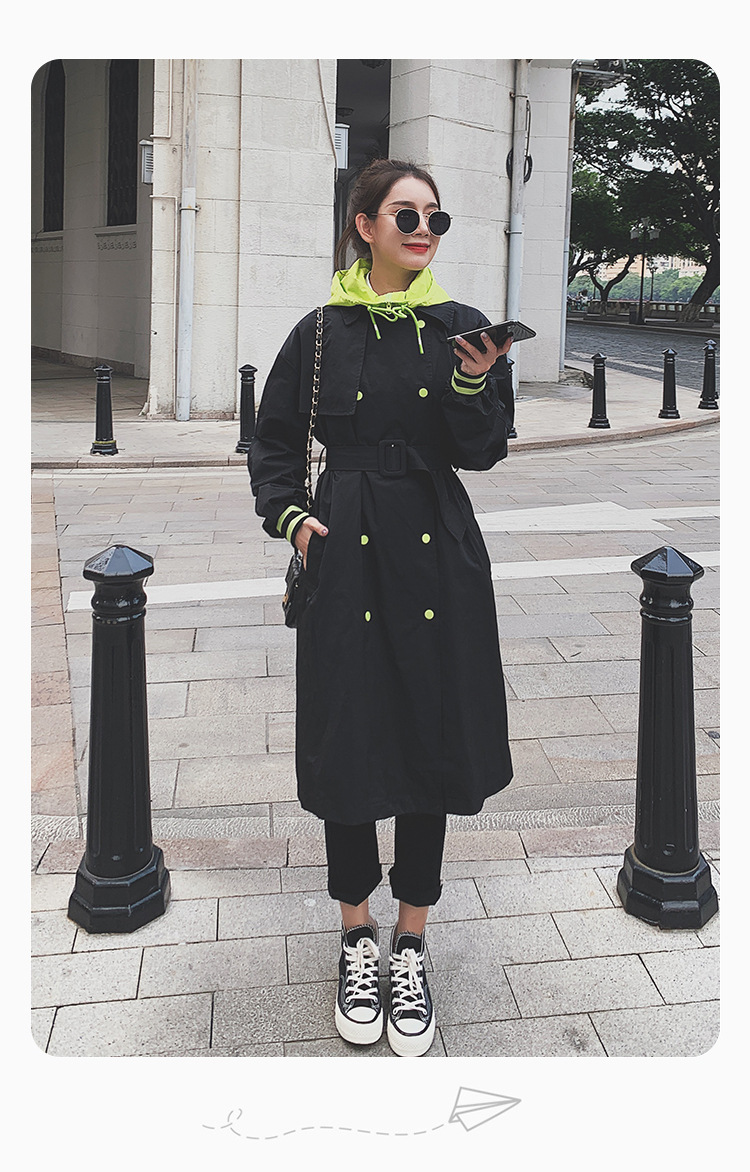 Trench Mid Length Stitching Casual Womens Windbreaker