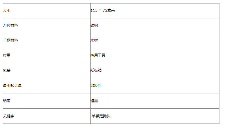 木柄碳钢单手宽锄头 