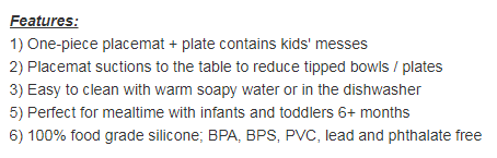 Kids Table Placemat Silicone Baby Plate