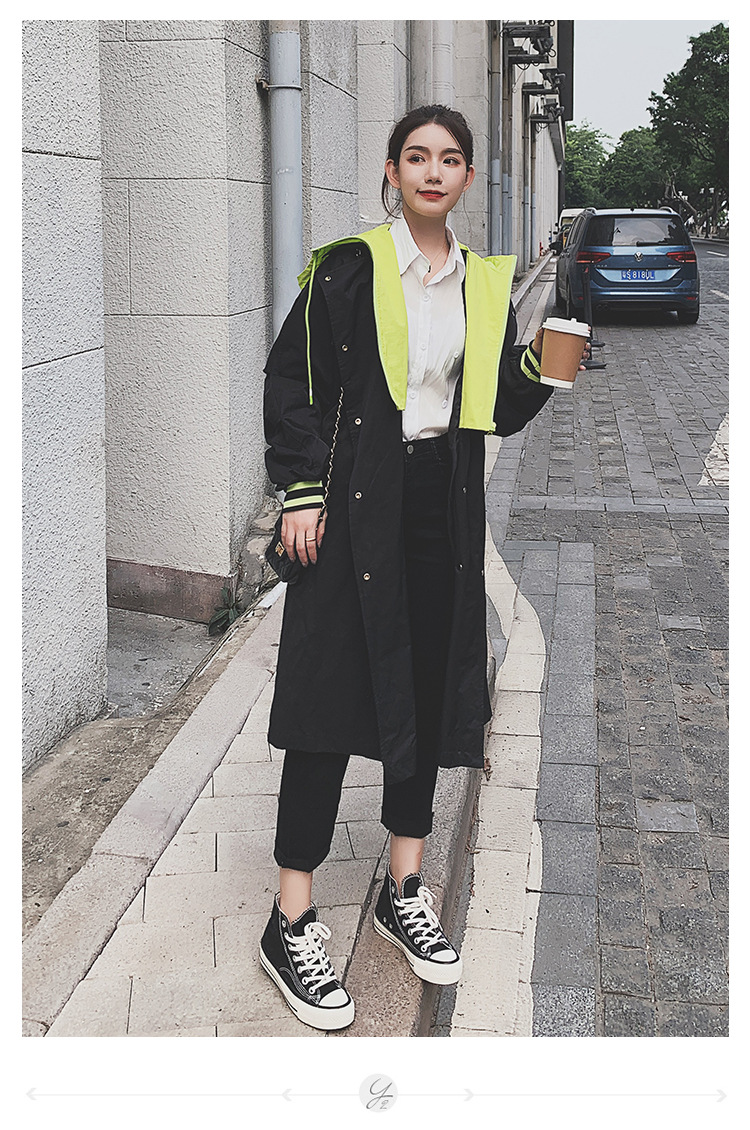 Trench Mid Length Stitching Casual Womens Windbreaker