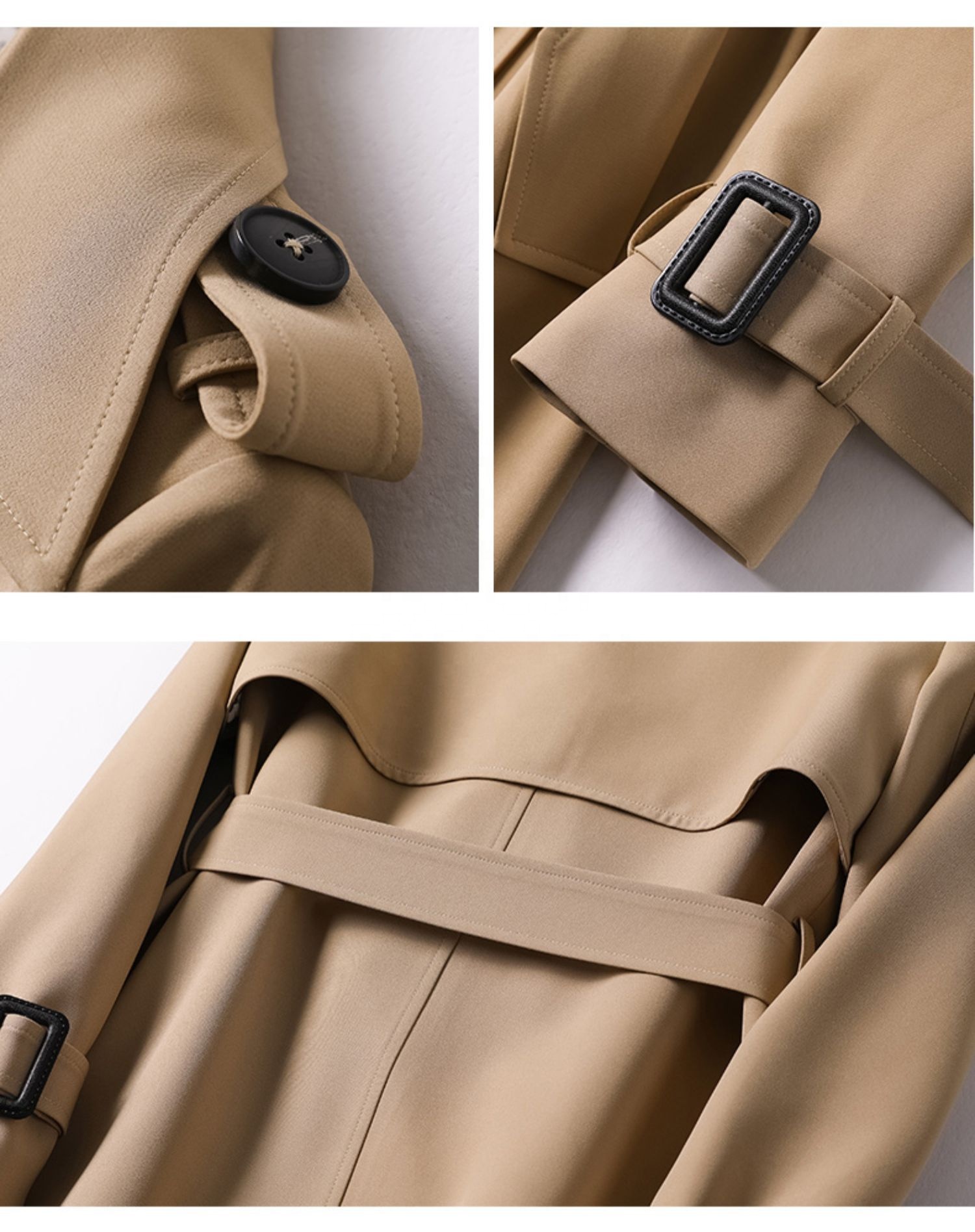 High quality luxury classic casual double-breasted lady windbreaker