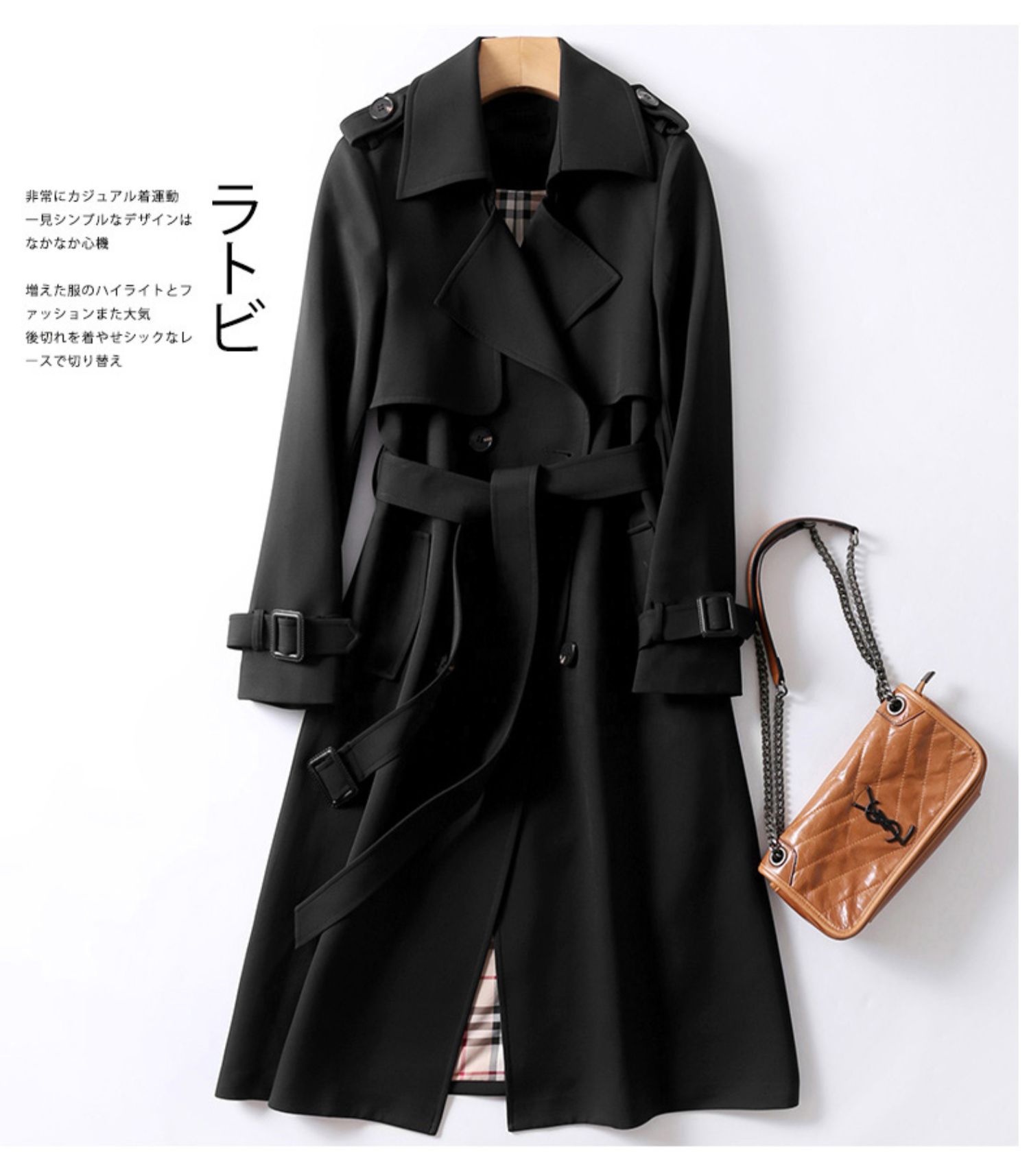 High quality luxury classic casual double-breasted lady windbreaker