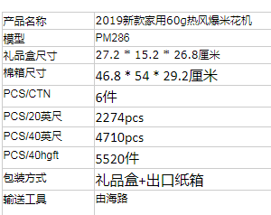 新款60g热风爆米花机 