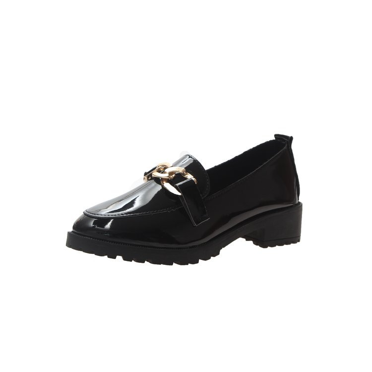 New black flat button casual Middle East Lady's leather shoes