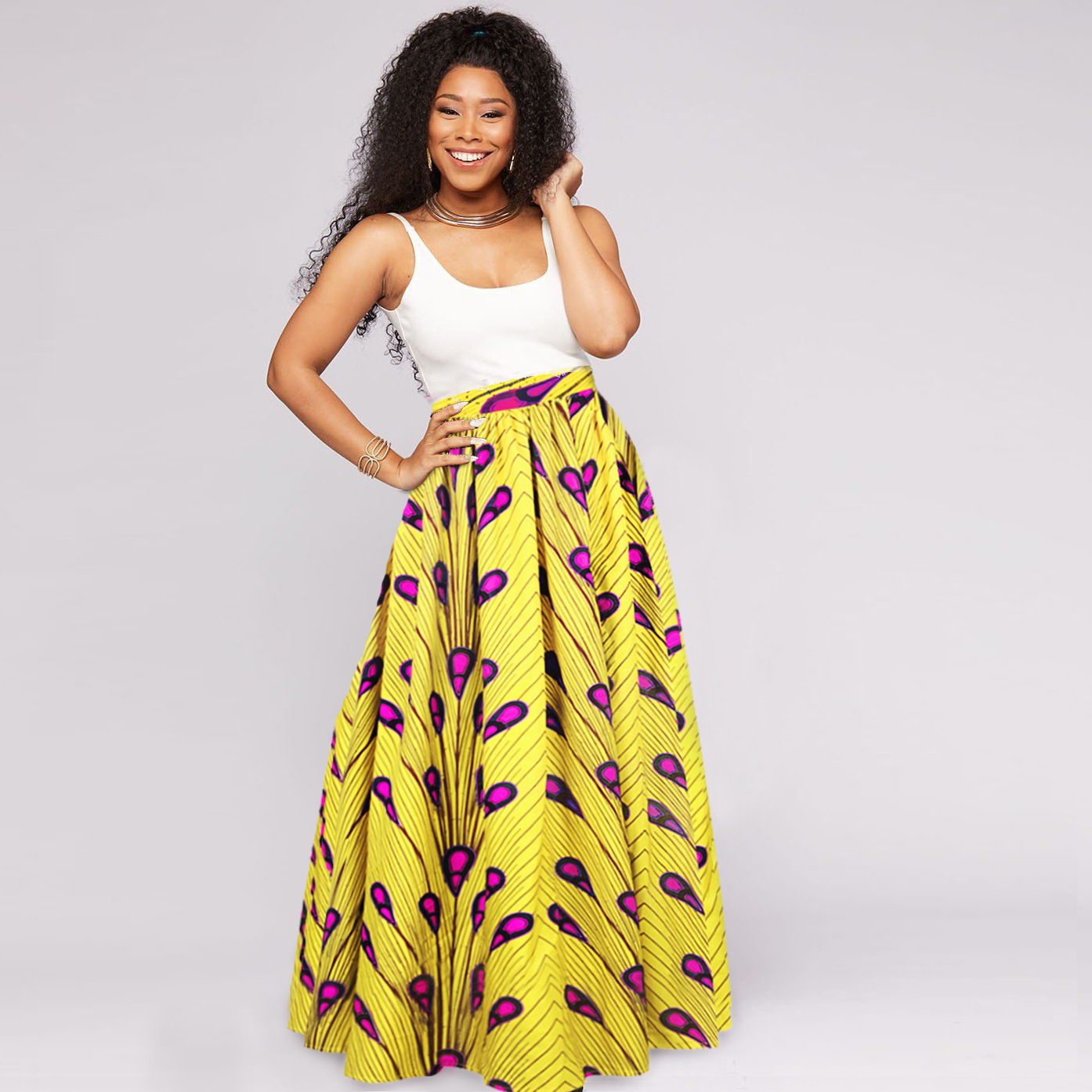 Best selling African floral digital ladies skirt