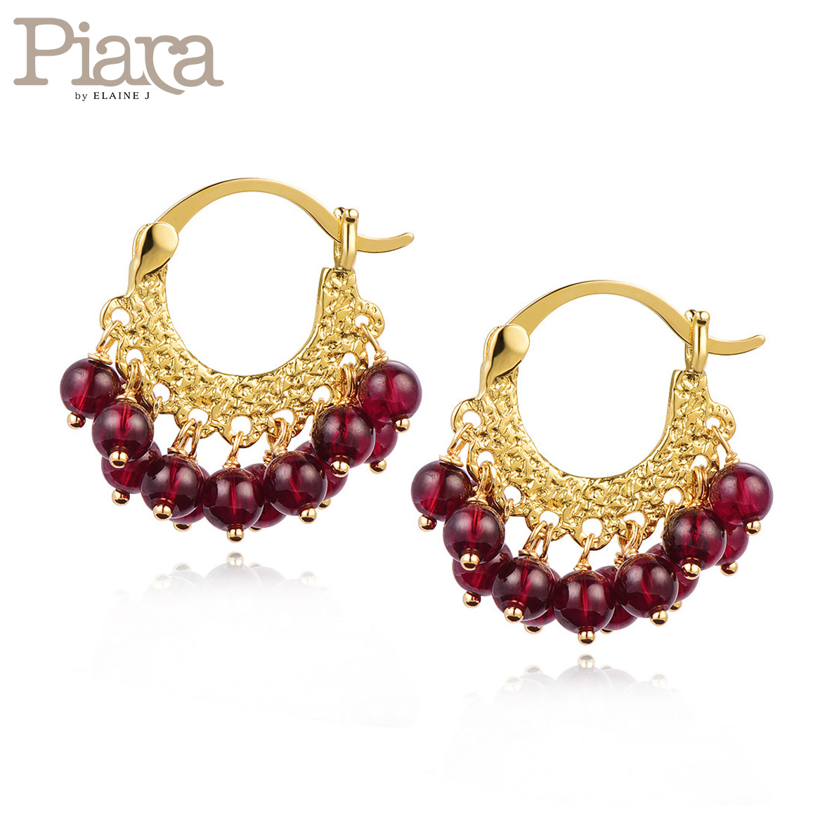 New European and American handmade 18K gold plated natural gem earrings