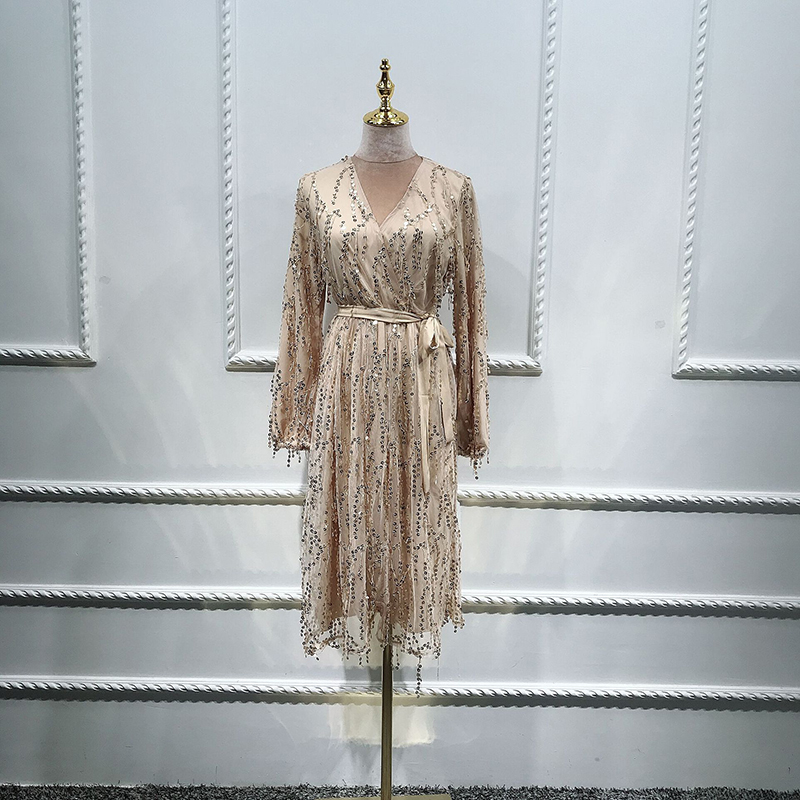 Women's high-end dubai tourism sequined dress robes