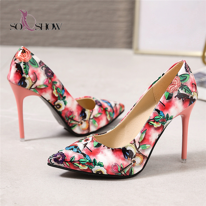 Wholesale the latest fashion print summer Middle East ladies high heels