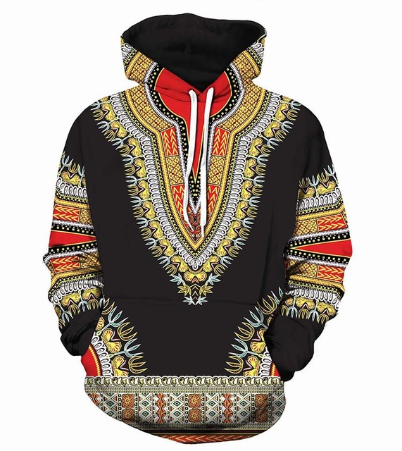 African traditional 3D head men's hooded