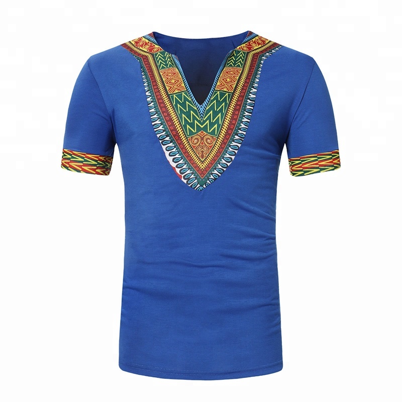 Hot sale Short sleeve men`s African print tshirt