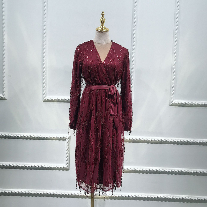 Women's high-end dubai tourism sequined dress robes