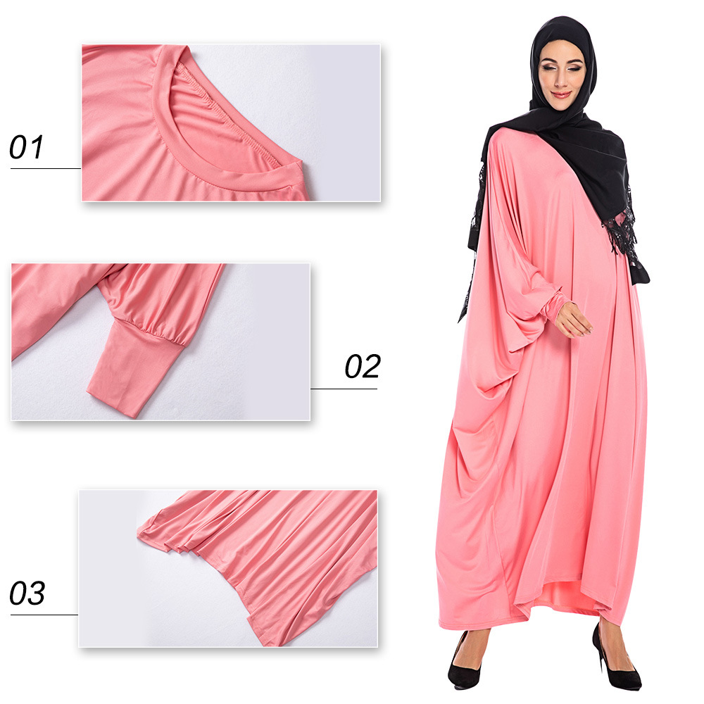 Popular leisure pure color round collar Arab women burqa