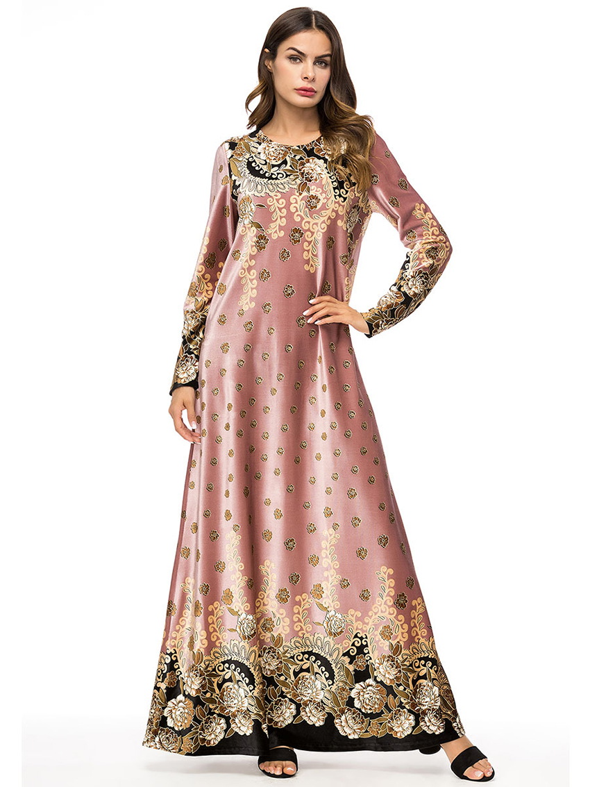 Turkish robe kimono long sleeve fashion boutique print swing skirt