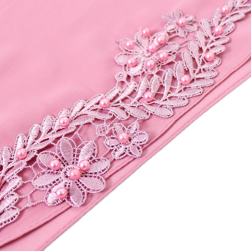 Embroidered printed pearl chiffon Arab women's scarf