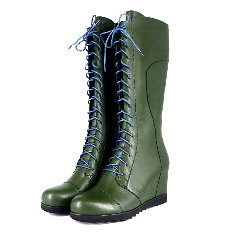 Designer winter green wedge Middle East ladies boots