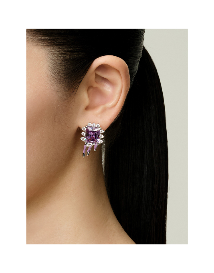 Ripple series liquid square jewel earrings