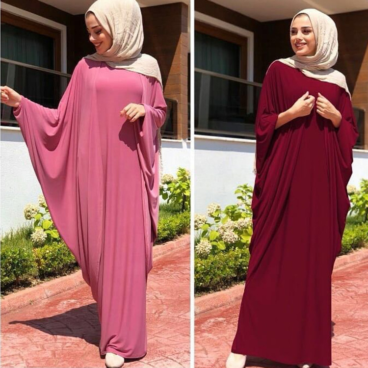 Popular leisure pure color round collar Arab women burqa