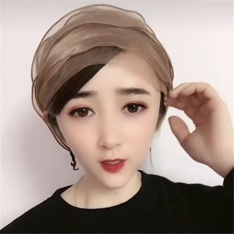 Arabic lady's hat with fashionable organza lace and high collar