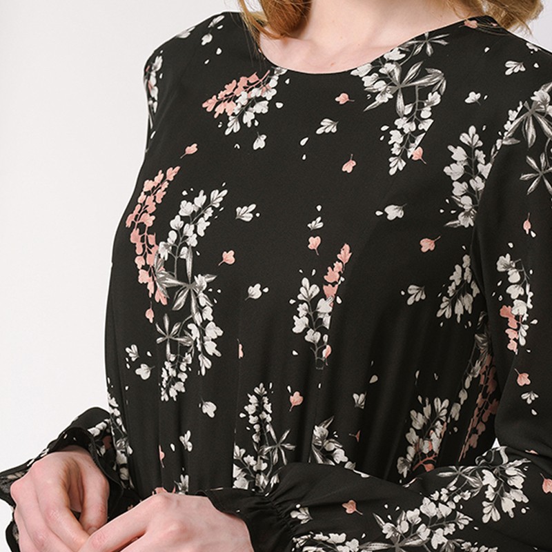 Wholesale Islamic Clothing Made in Turkey Floral Printed Long Gown Dress Women Muslim Wear Fashion Lady