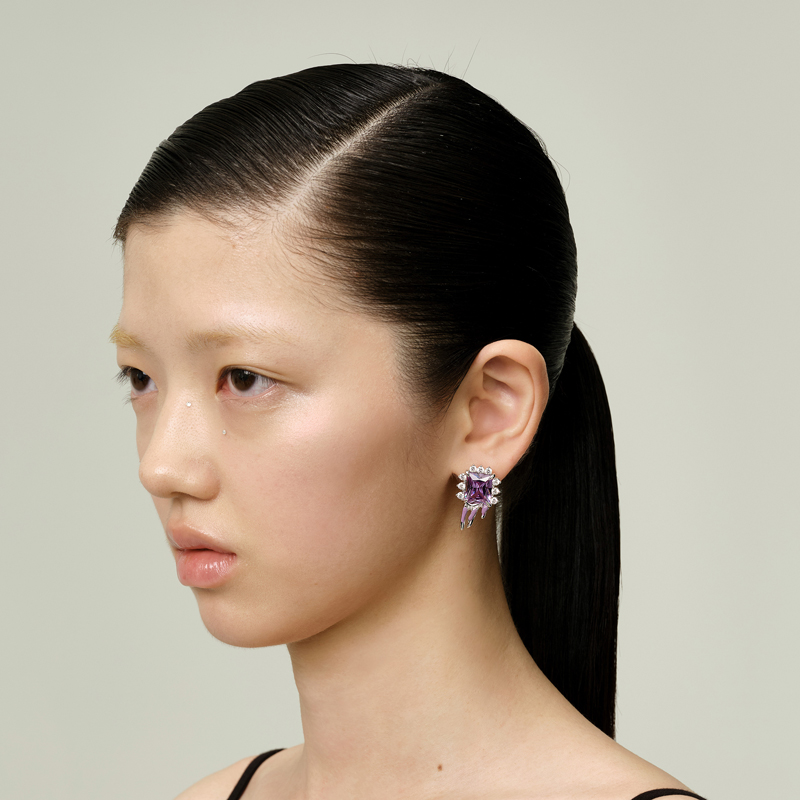 Ripple series liquid square jewel earrings