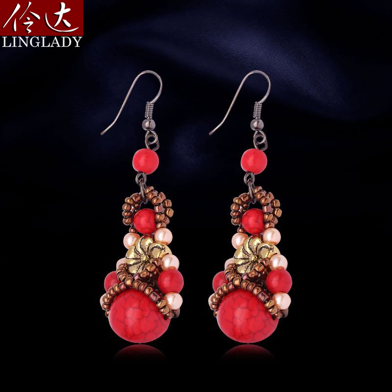 Ling Da accessories red bean acacia original Valentine's Day earrings