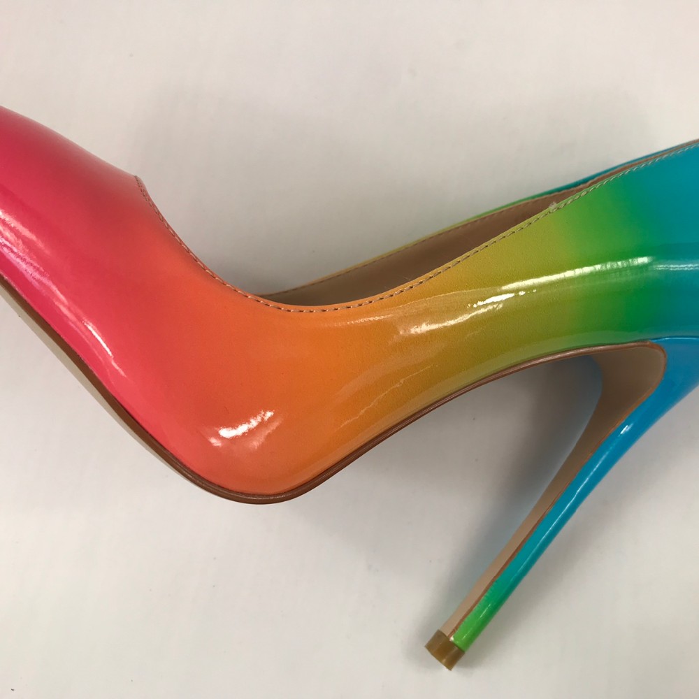 Fashionable and elegant rainbow pointy Middle East Lady's high heels