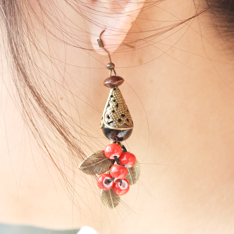 Jingdezhen jewelry handmade ethnic wind ceramic earrings
