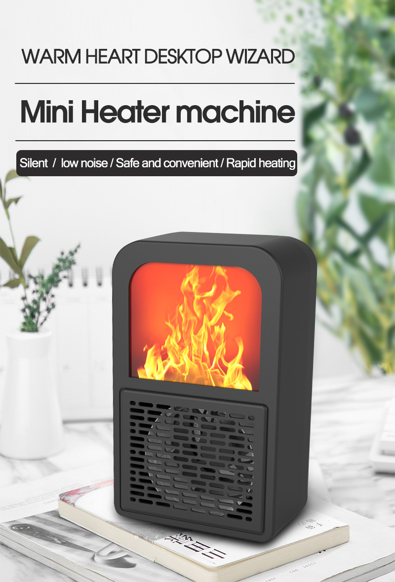 400 watts mini office home desktop 3D fire electric heater