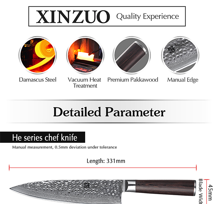 8 inch Professional Southeast Asian Damascus table knife