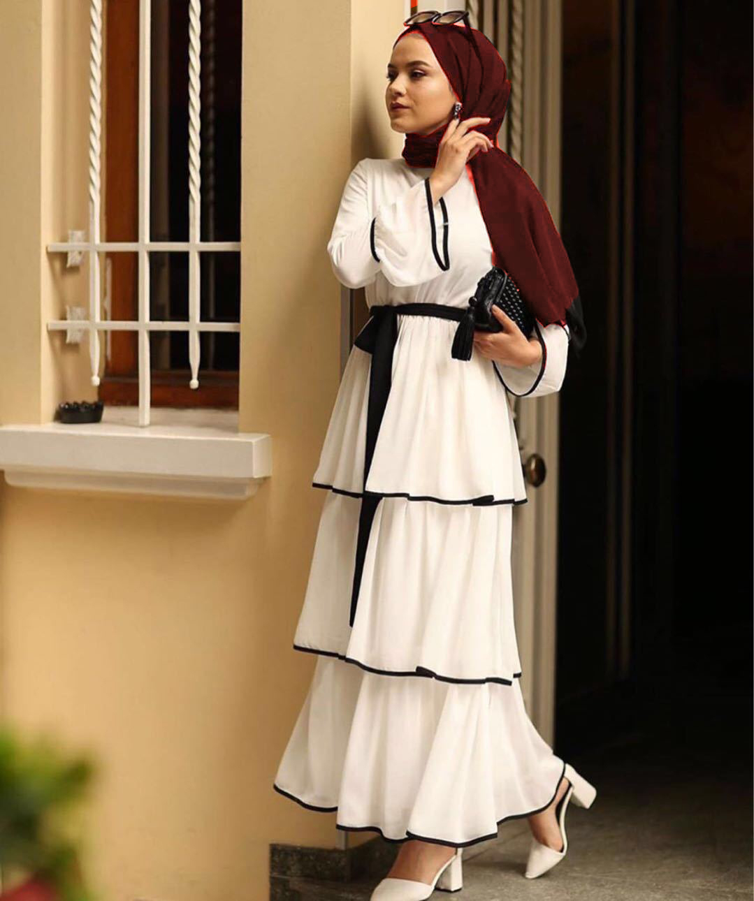 Muslim ethnic style plus-size women's dress Arabian fashion cake dress Dubai ankle length robe