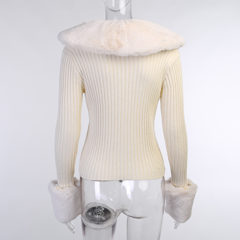 European and American fashion wool collar small fragrance female autumn winter gentle cardigan