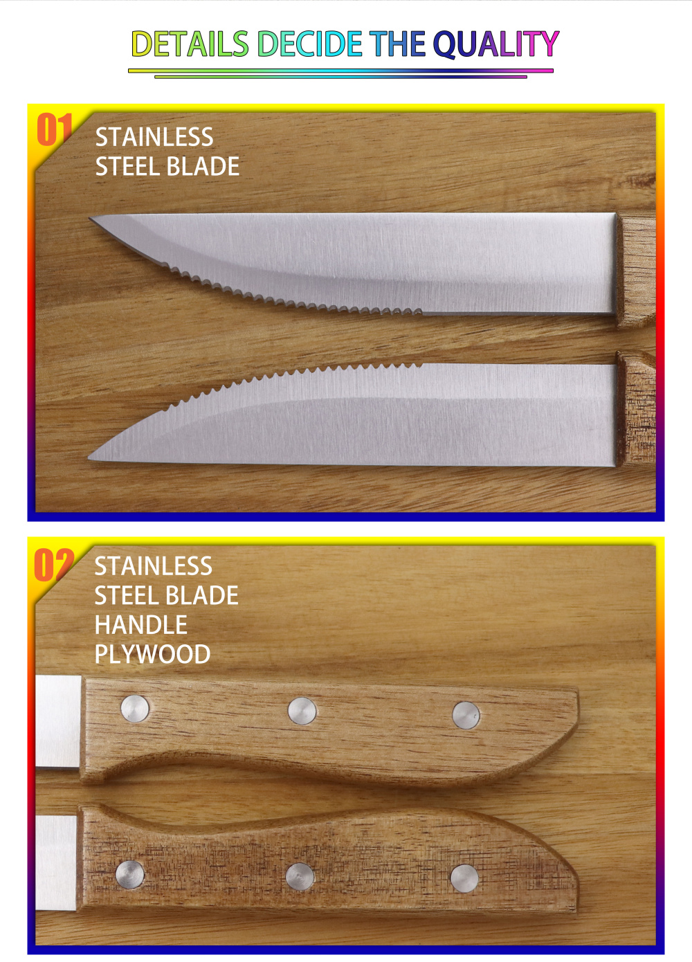 Six suits with wooden handle southeast Asia knife