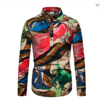 Hot printing African men long-sleeved shirt