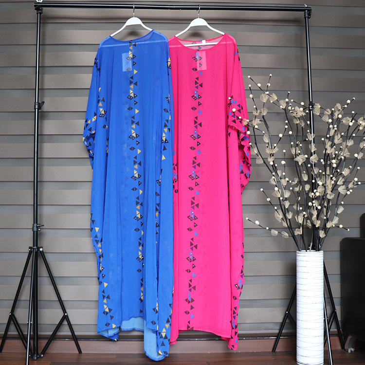 Two-piece loose inner skirt and belt blue rose red wholesale African ladies dress