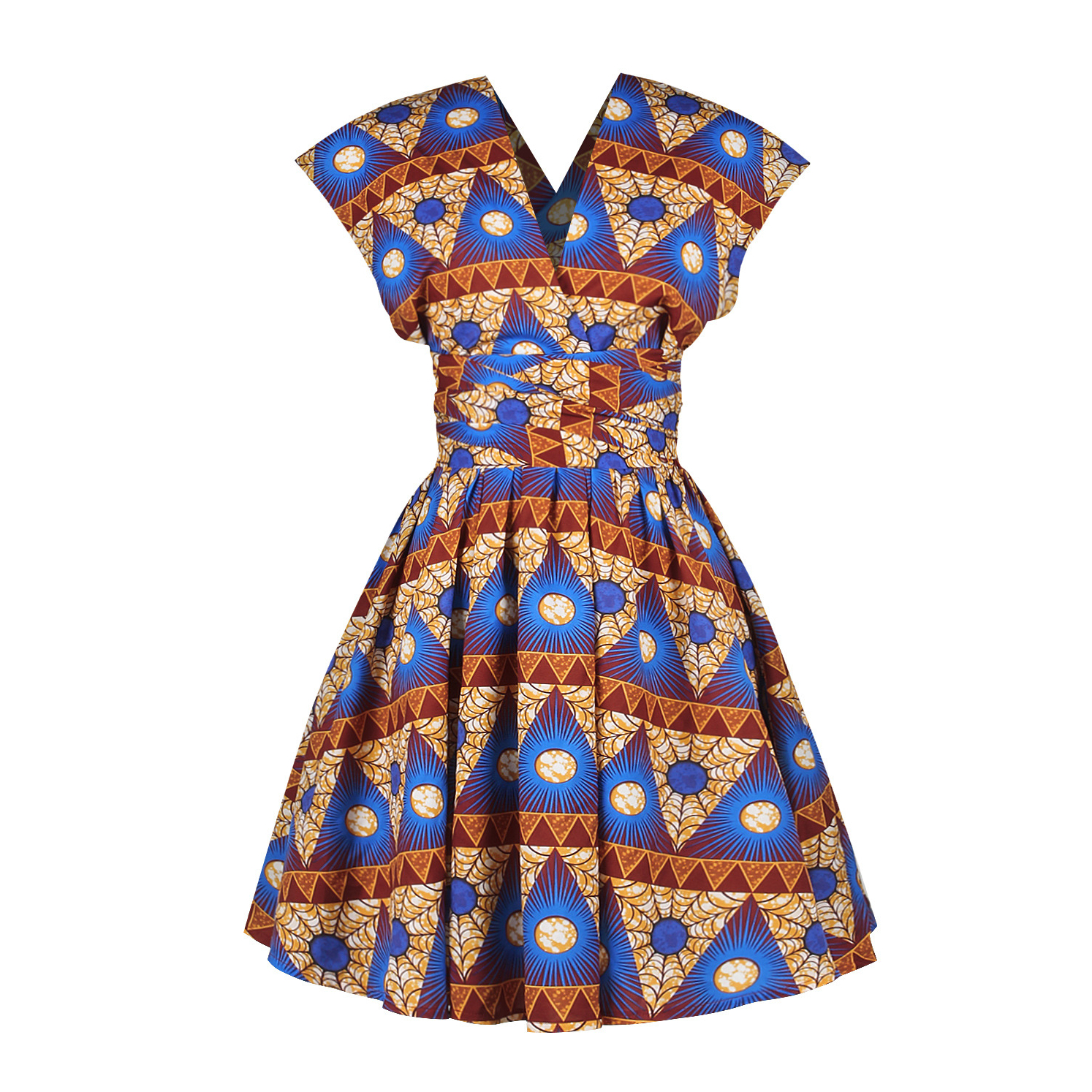 African V-neck ruffle irregular strapless ladies dress
