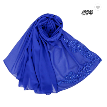 Embroidered printed pearl chiffon Arab women's scarf